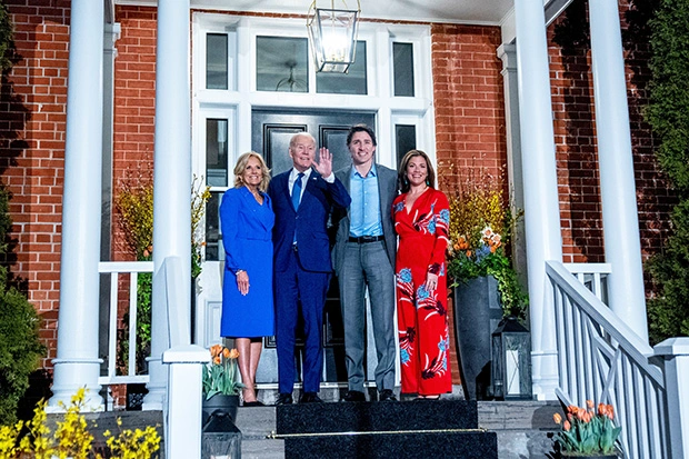 joe biden and justin trudeau ss embed Joe and Jill Biden have tea in Canada with Justin Trudeau and his wife, Sophie.