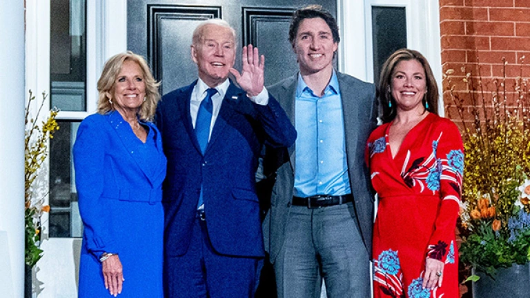 joe biden and justin trudeau ss ftr Joe and Jill Biden have tea in Canada with Justin Trudeau and his wife, Sophie.